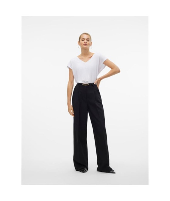 T-shirt Vero Moda fillis col V Blanc brillant...