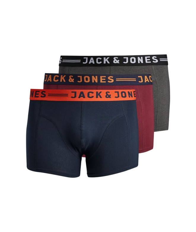 Cuecas Pack Jack and Jones Jaclichfield 3 Burgundy Homem