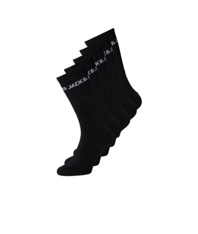 Calcetines Jack and Jones Jacbasic Logo Tennis Sock 5 Pack Black Hombre