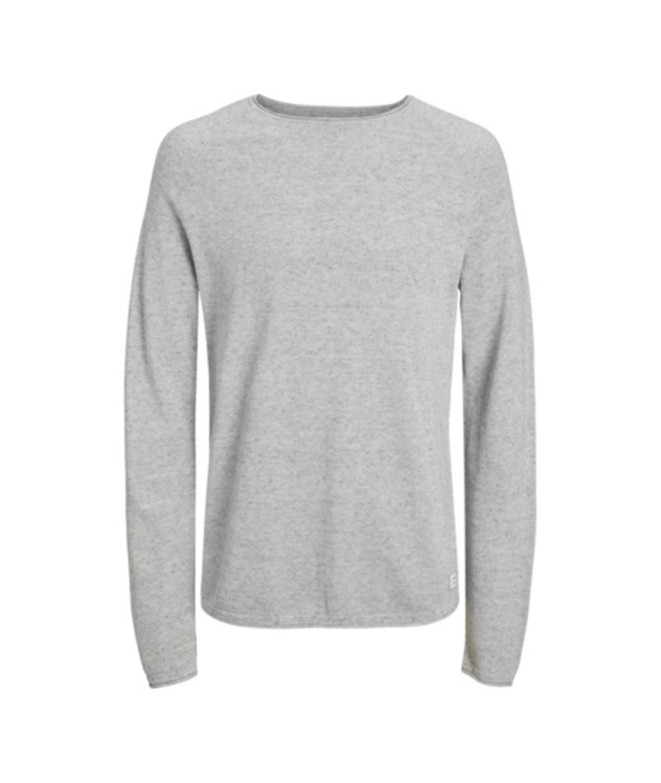 Jack and Jones ehill Knit Light Grey Melange Sweater Homme