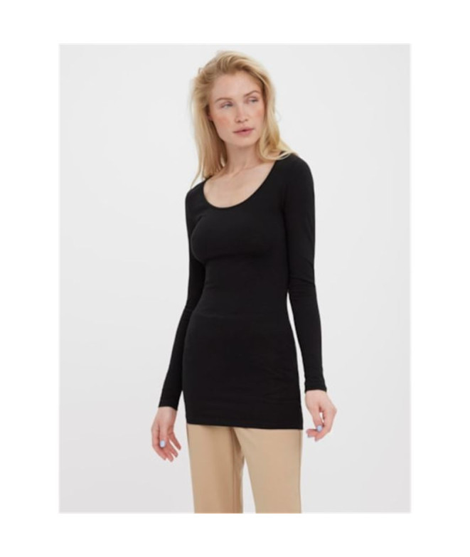 Camiseta Vero Moda maxi Myoft Long U-Neck Black...