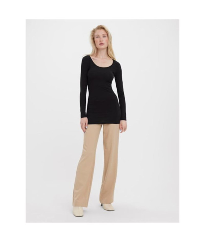 Camiseta Vero Moda maxi Myoft Long U-Neck Black...