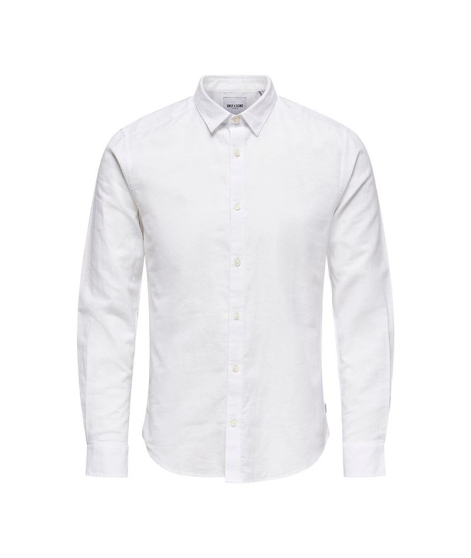 Camisa Only & Sons Onscaiden Linho sólido branco Homem