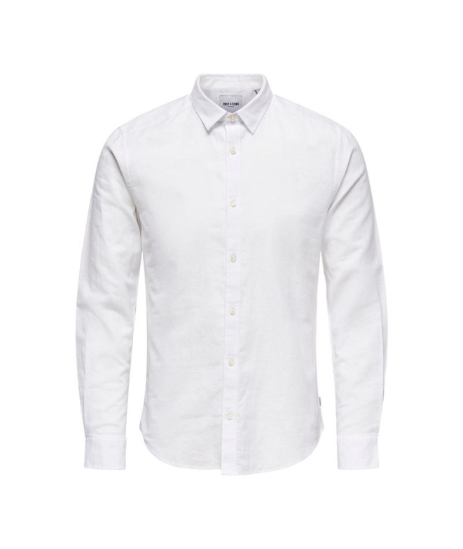 Camisa Only & Sons Onscaiden Solid Linen White Hombre