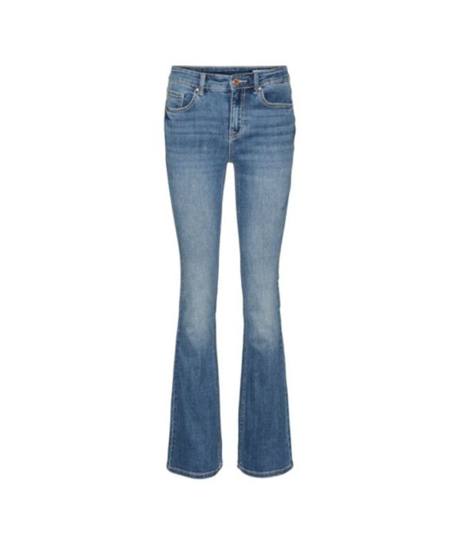 Calça Vero Moda flash Flared Jeans Li347 Medium Blue Denim Mulher