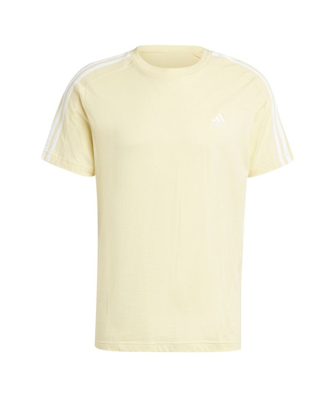 Camiseta adidas Homem Camisola simples Essentials com 3 riscas Amarelo