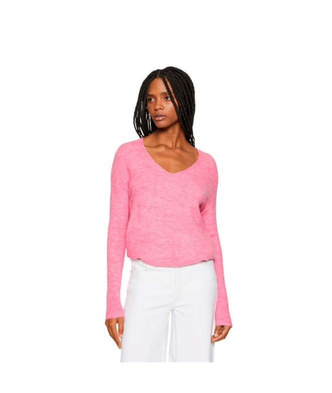 Camisola com decote em V Only Jdyelanora . Rosa Cosmos Mulher