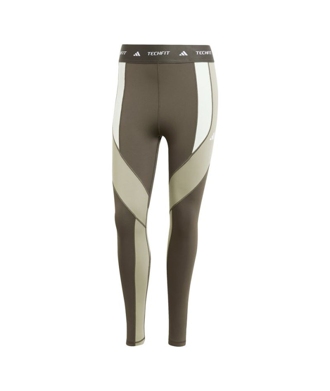 Mallas de Fitness adidas Techfit 7/8 Colorblock Mujer Verde Oliva