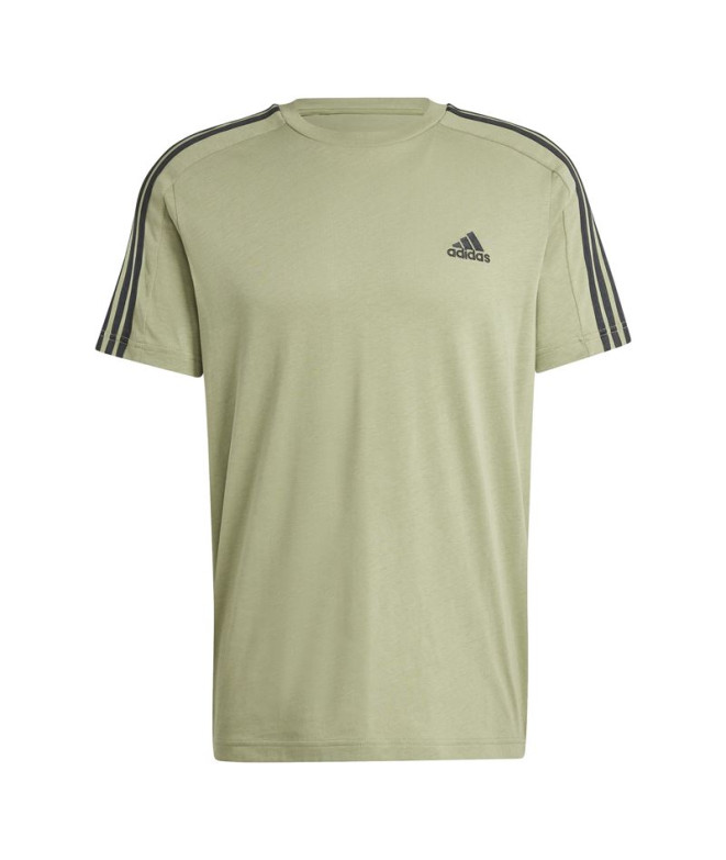 Camiseta adidas Homem Essentials Single 3-Stripes Verde