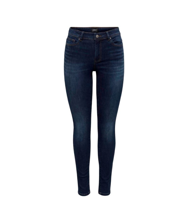 Calça Only Onlwauw Mid Bj581 Azul escuro Denim Mulher