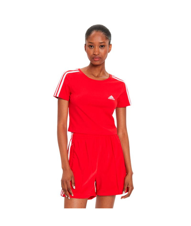 Camiseta adidas Mulher Essentials 3 Bands Vermelho bebé