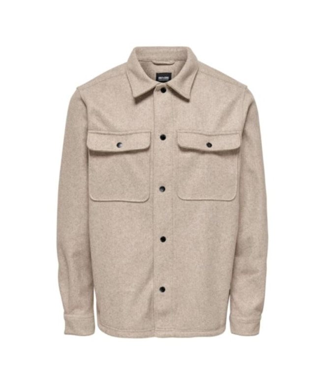 Chemise Only & Sons ash Ovr Woolen Look Pkt Chinchilla Homme