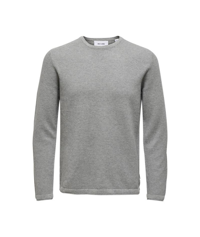 Only & Sons Reg 12 Struc Medium Grey Melange Sweater Homem