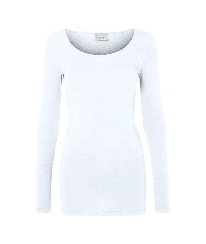 T-shirt Vero Moda maxi Myoft Long col en U Blanc brillant Femme