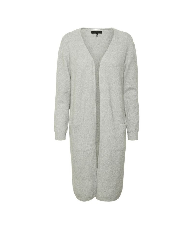 Cardigan Vero Moda doffy Long Open Cardin Cinza claro Melange Mulher