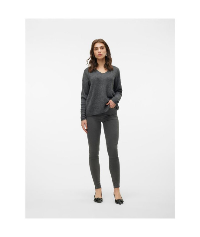 Jersey Vero Moda crewlefile V-Neck Medium Grey...