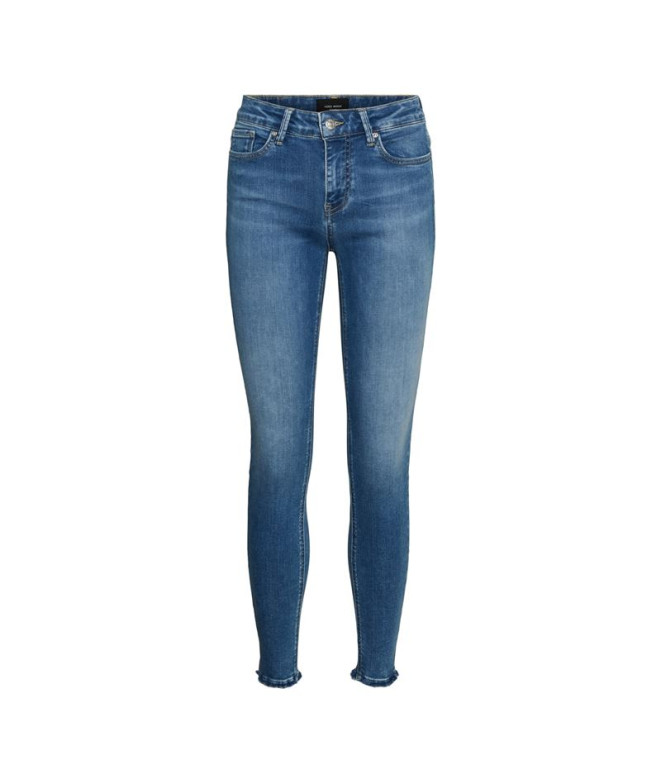 Calça Vero Moda peach Mrkinny Ank Cuti3210 Medium Blue Denim Mulher