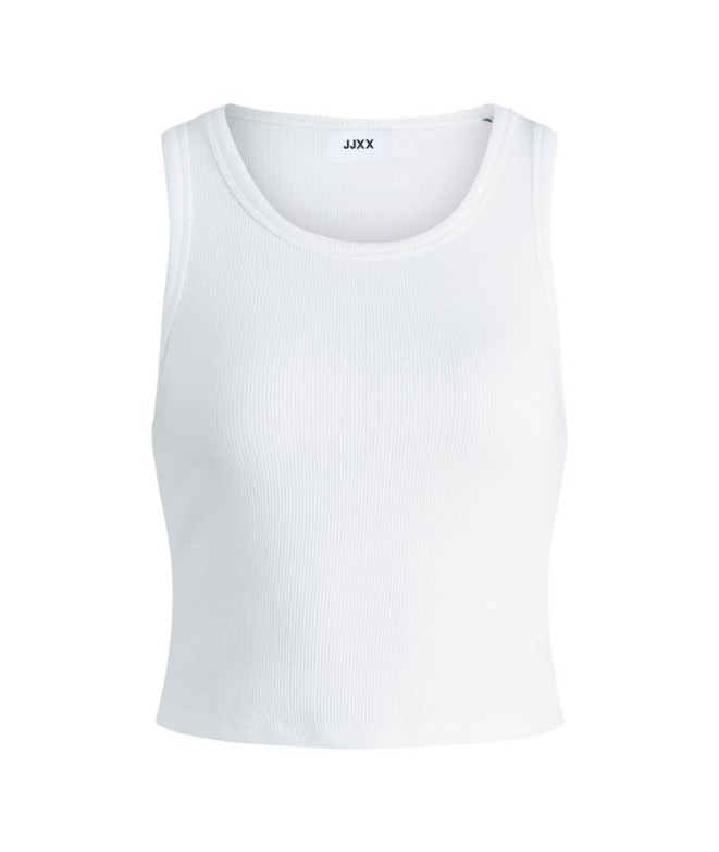 Top Jack and Jones Jxfallon Str Sl Rib Mujer Bright White