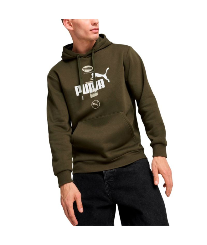 Sweat Décontracté Homme Puma Power Graphic Vert