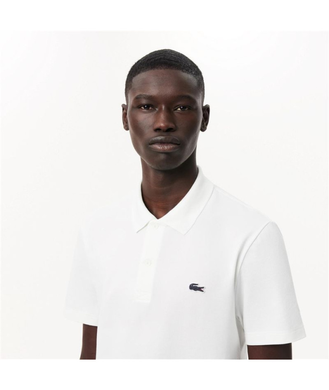 Polo Lacoste Homme Chemise Col Bord-Cotes Blanc