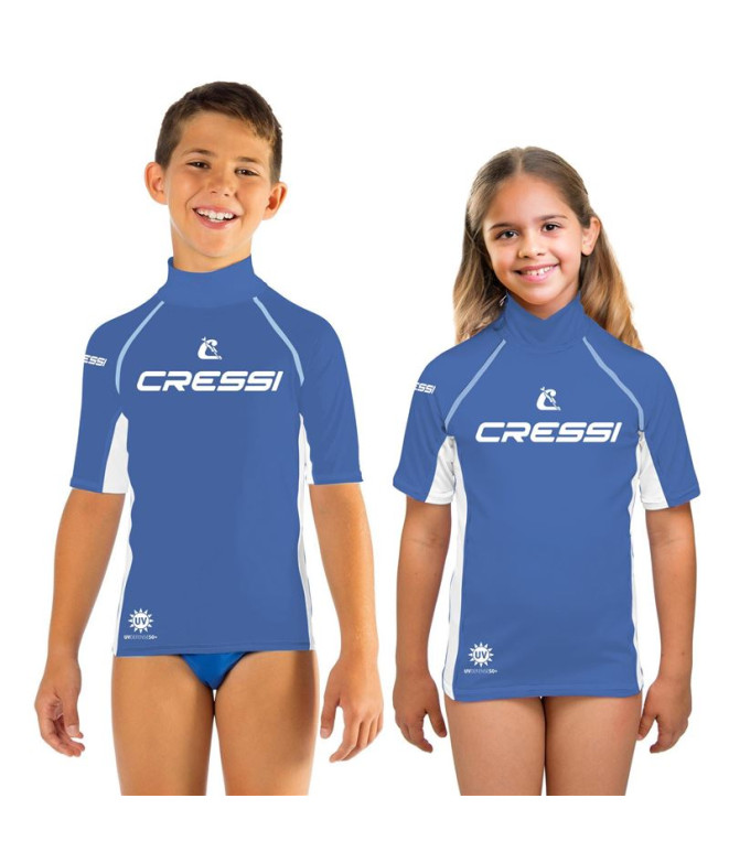 Camiseta Mergulho Infantil cressi Rashguard 2024 Manga curta Azul