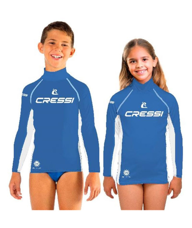 Camiseta Mergulho Infantil de Cressi Rashguard 2024 Manga comprida Azul