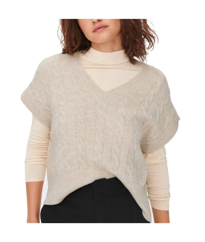 Sudadera Only melody Vest Oatmeal Mujer