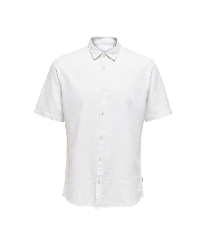 Camisa Only & Sons caiden Ss Solid Linen Branco Homem