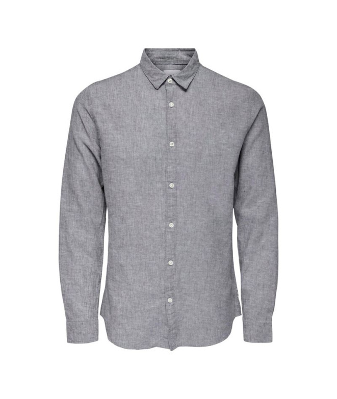 Chemise Only & Sons caidenRobe en lin solide Blues Homme