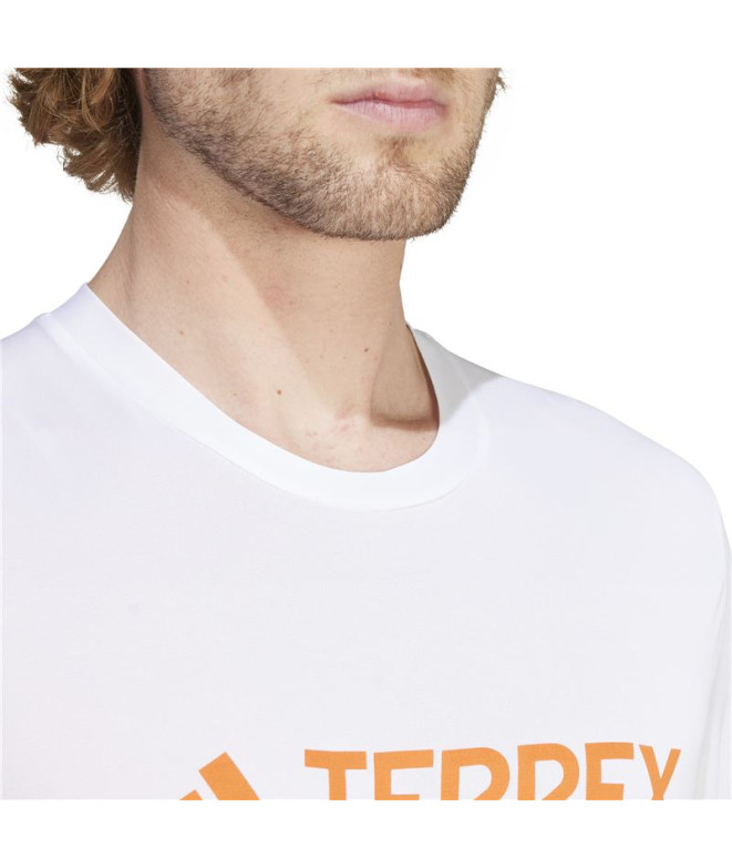 Camiseta adidas Homem caminhada Mt Log Tech Branco