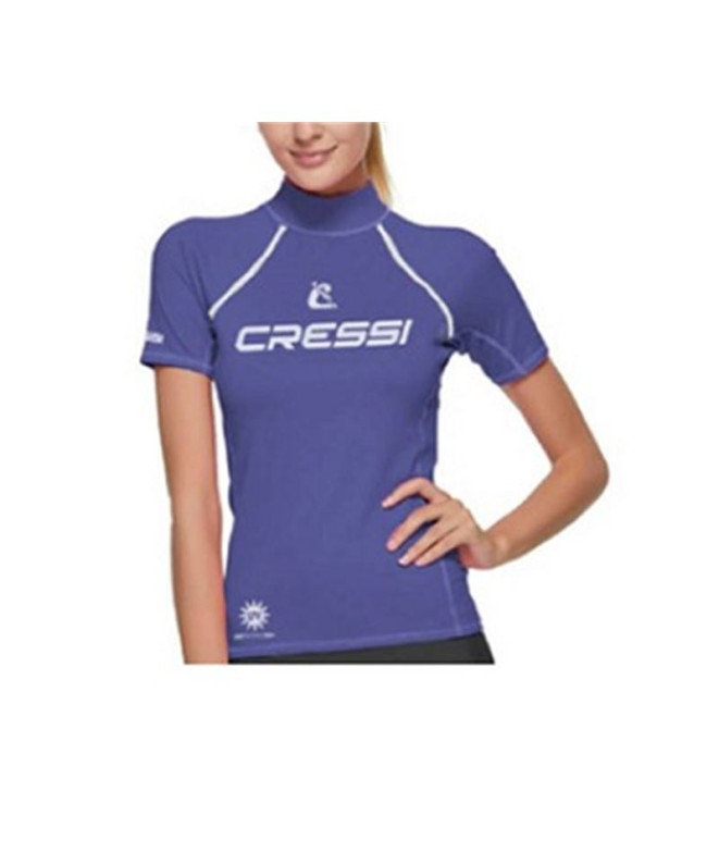 Camiseta Mergulho Mulher cressi Rashguard 2024 Manga curta Lilás