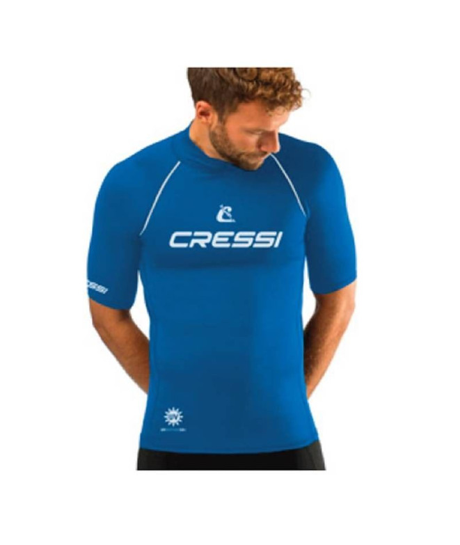 Camiseta Mergulho Homem cressi Rashguard 2024 Manga curta azul-marinho