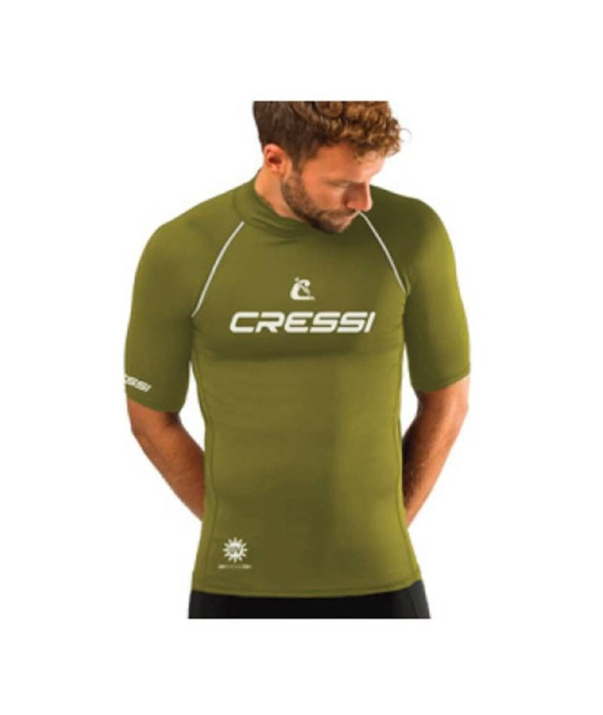 Camiseta Mergulho Homem by Cressi Rashguard 2024 Manga curta Khaki