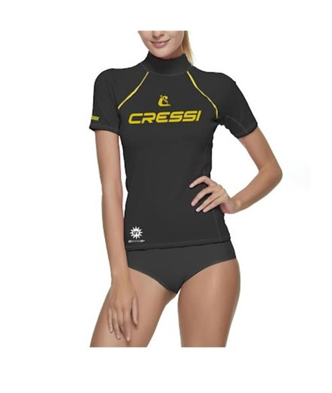 Camiseta Mergulho Mulher de Cressi Rashguard 2024 Manga curta Preto