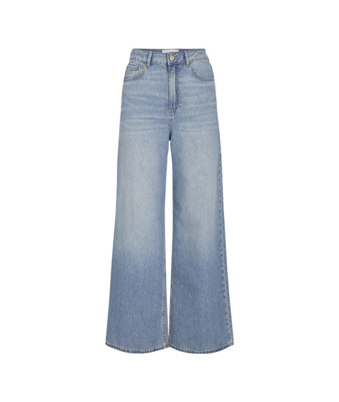 Calça Mulher Jack & Jones Jxtokyo Wide Hw Jeans R6078 Dnm Light Blue Denim