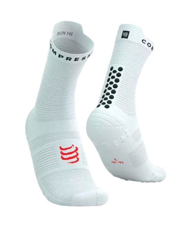 Calcetines de Running Compressport Pro Racing v4.0 Run High Blanco/Negro