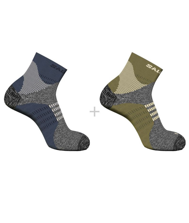 Calcetines de Montaña Salomon X Ultra Access Quarter 2 Pack Gris Verde