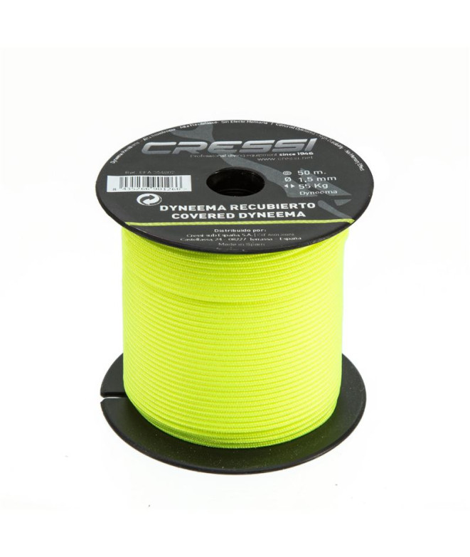 Câble Dyneema C/Sleeve Ø1,5mm Jaune (Bobine 50m) Cressi