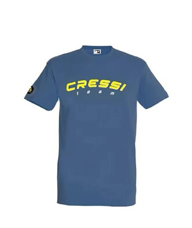 Camiseta Homem Cressi Team Denim Azul-Amarelo