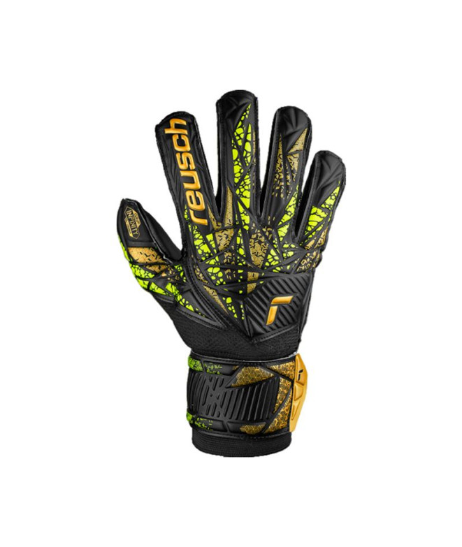 Gants de PorteroFootball de Reush Attrakt Infinity Finger Support Black-Gold