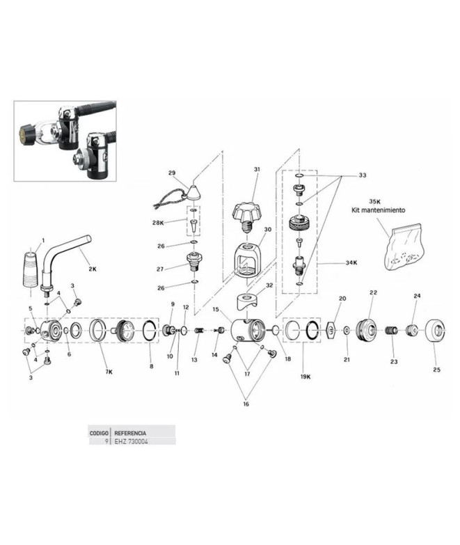 Vis de compensation de valve Dm Cressi Dm