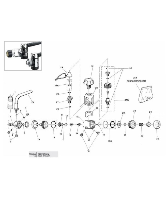 Roue-Cressi Dm Teflon Valve Dm Guide