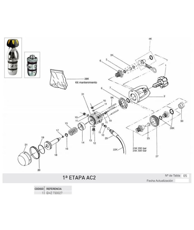 Bouton 1er étage (filetage grossier) Cressi