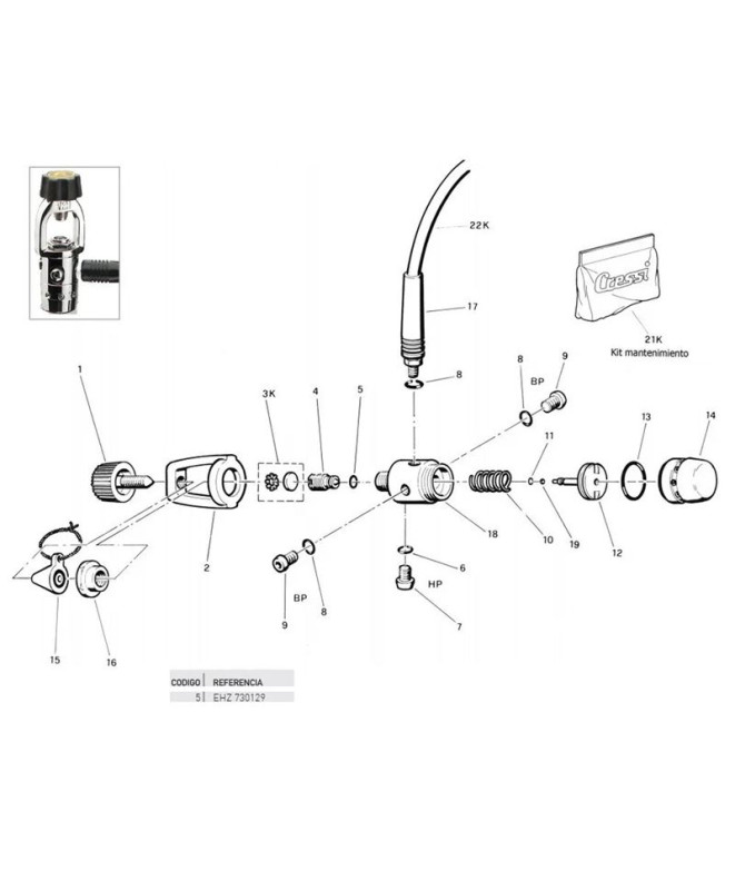 Sede de válvula Cressi Casquilho de válvula