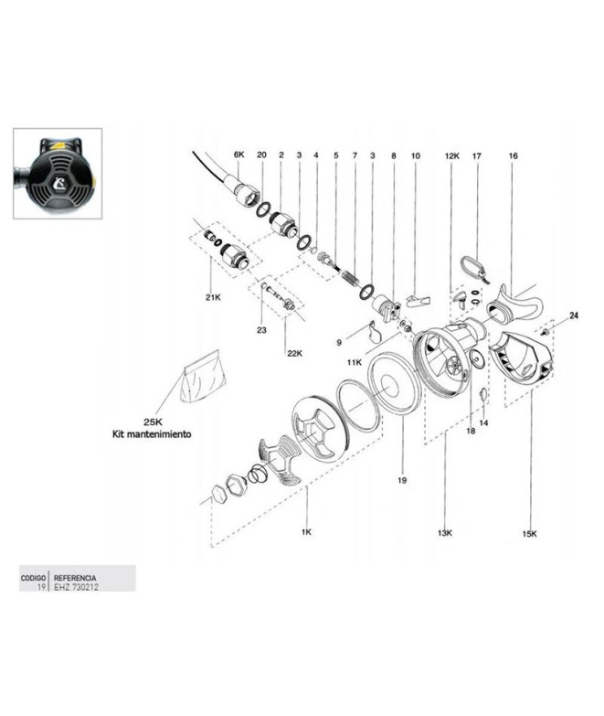 Membrane d'admission 2ème étage F3-Fx-Xs-Xs-Xsplus-Airplus Cressi