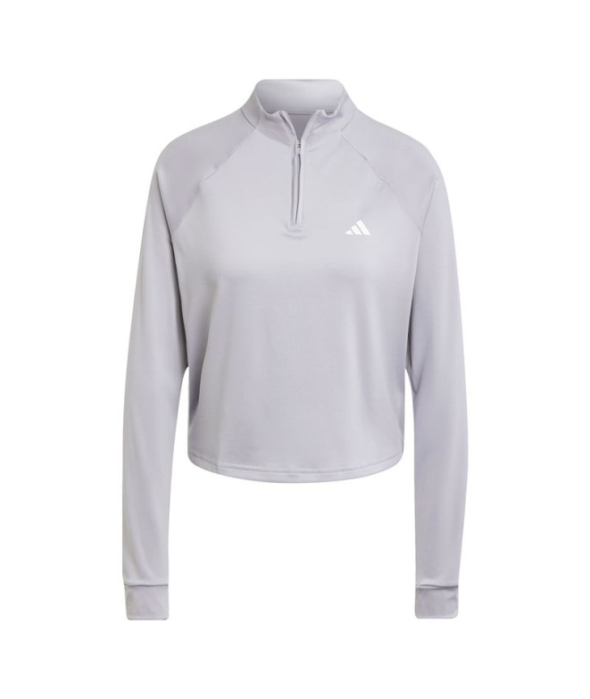 Sudadera adidas Train Essentials Minimal Branding 1/4 Zip Cover Up Mujer Gris