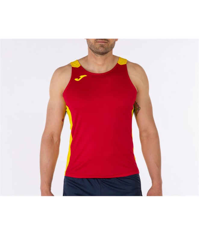 Camisetade Running Tirantes Hombre Record II Rojo Amarillo