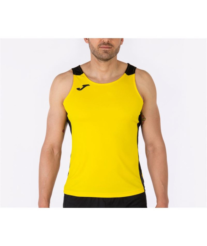 T-shirt Running Homme De Record II Jaune Noir