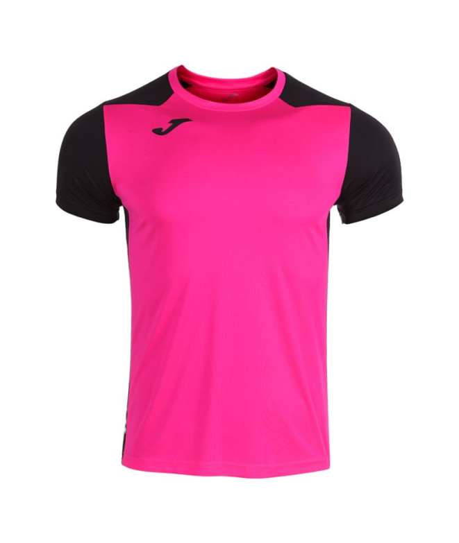 Camiseta De Running Manga Corta Hombre Record II Rosa Flúor Neg