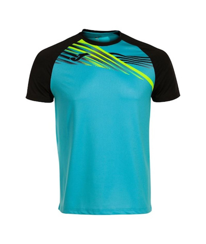 Camiseta de Running Joma Manga Corta Elite X Hombre/Niño Turquesa Flúor Negro